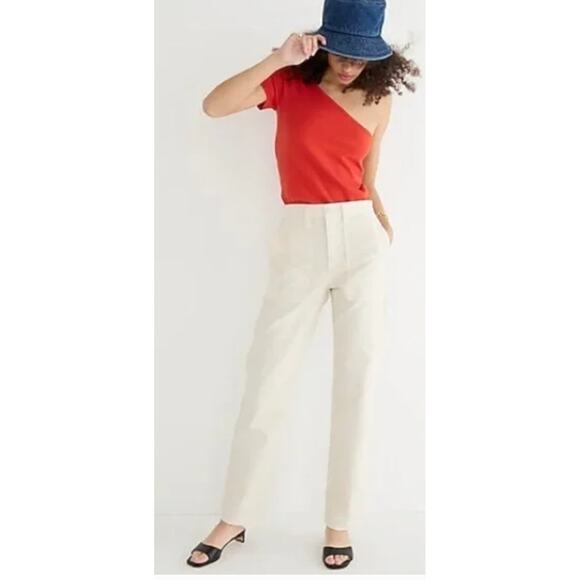 J. Crew Garment Dyed Cargo Pants Chino Twill Linen Blend 26 White Casual Cream - Picture 1 of 8